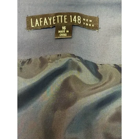 Lafayette 148 Navy Cotton Blend Skirt with Double Back Slit Size 16 - Picture 11 of 13